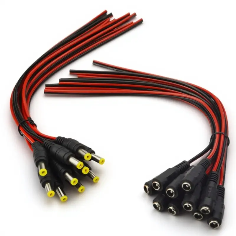 5/20/50 Pcs 12V DC Power Connector Kit, 5.5x2.1mm Male Female Plug Cable Adapter for LED Strip, Light Strip Connectors, CCTV Camera, Driver, Electrical Wiring Wire Tool Accessories