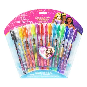 Disney 16-Piece Princess Glitter Pen Body Art Set for Kids Stuff for Girls, Bright Colors, Ages 3+ by Townley Girl