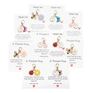 Valentines Day  Set of 10 Pocket Hug Favors Employee Appreciation Gifts Bulk for Coworkers  Butterfly, Ladybird ,Flower, BeePocket keychain  Adorable Designs Versatile Gift  Ideal for Occasions FavorsDurable Card Decorative Ornament Gift
