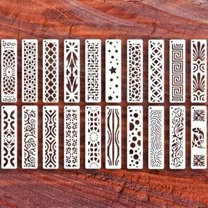 20 Durable Reusable Geometric Border Templates, Includes Stars and Symmetrical Floral Patterns, Perfect for Scrapbooking, Card Making, Furniture Decor, Crafts