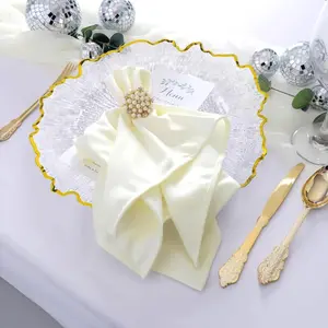 JIT 22 pcs  Transparent gold edge Charger Plates,Round acrylic Reef Plate Chargers for Dinner Plates,Christmas Wedding,Party Elegant Decoration Place mats 13inch/33cm