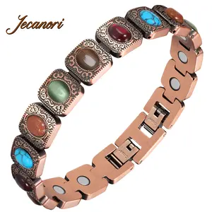 Jecanori Copper Bracelets for Women, Magnetic Bracelets for Women with 3800 Gauss Ultra Magnets and Sizing Tool, Featuring an Ellipses Gem Design SpringStatements