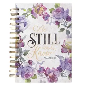 Christian Art Gifts Journal W/Scripture Be Still and Know Psalm 46:10 Bible Verse Purple Rose 192 Ruled Pages, Large Hardcover Notebook, Wire Bound -- Christian Art Gifts, Hardcover