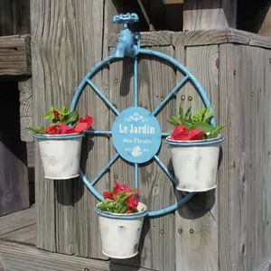 Vintage Round Iron Wall-Mounted Flower Pot, Wall Plant Holder, Home & Garden Decoration, Durable Metal Planter, Perfect for Indoor & Outdoor Use