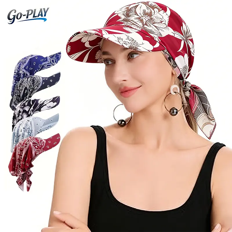 Women's Paisley Print UPF 50+ Brimmed Hijab Headscarf Sun Hat | ModestFashionTok SunSafeTok BeachTok CoquetteTok Breathable Lightweight UV Protection Head Cover Cap | for Modest Daily Wear Travel Beach Vacation Outdoor Activities