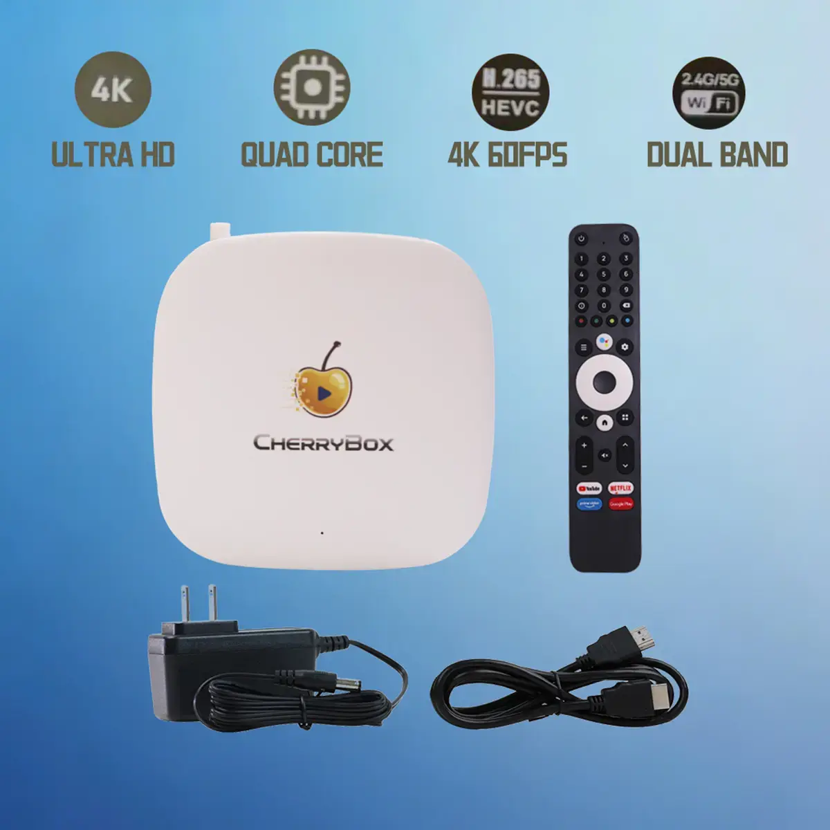 Cherry  C6 -Plus  Voice control system  (4GB RAM 64GB ROM)  2026 Android 4K Ultra HD 2.4G/5.0G WiFi Bluetooth 5.0 Gigabit Ethernet HDMI Connection