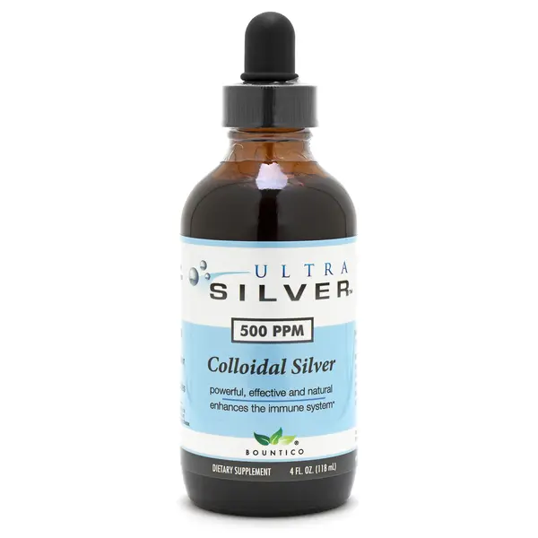 Ultra Silver Colloidal Silver | 500 PPM, 4 Oz (118mL) | Mineral Liquid Supplement | True Colloidal Silver - with Dropper Healthcare Glass