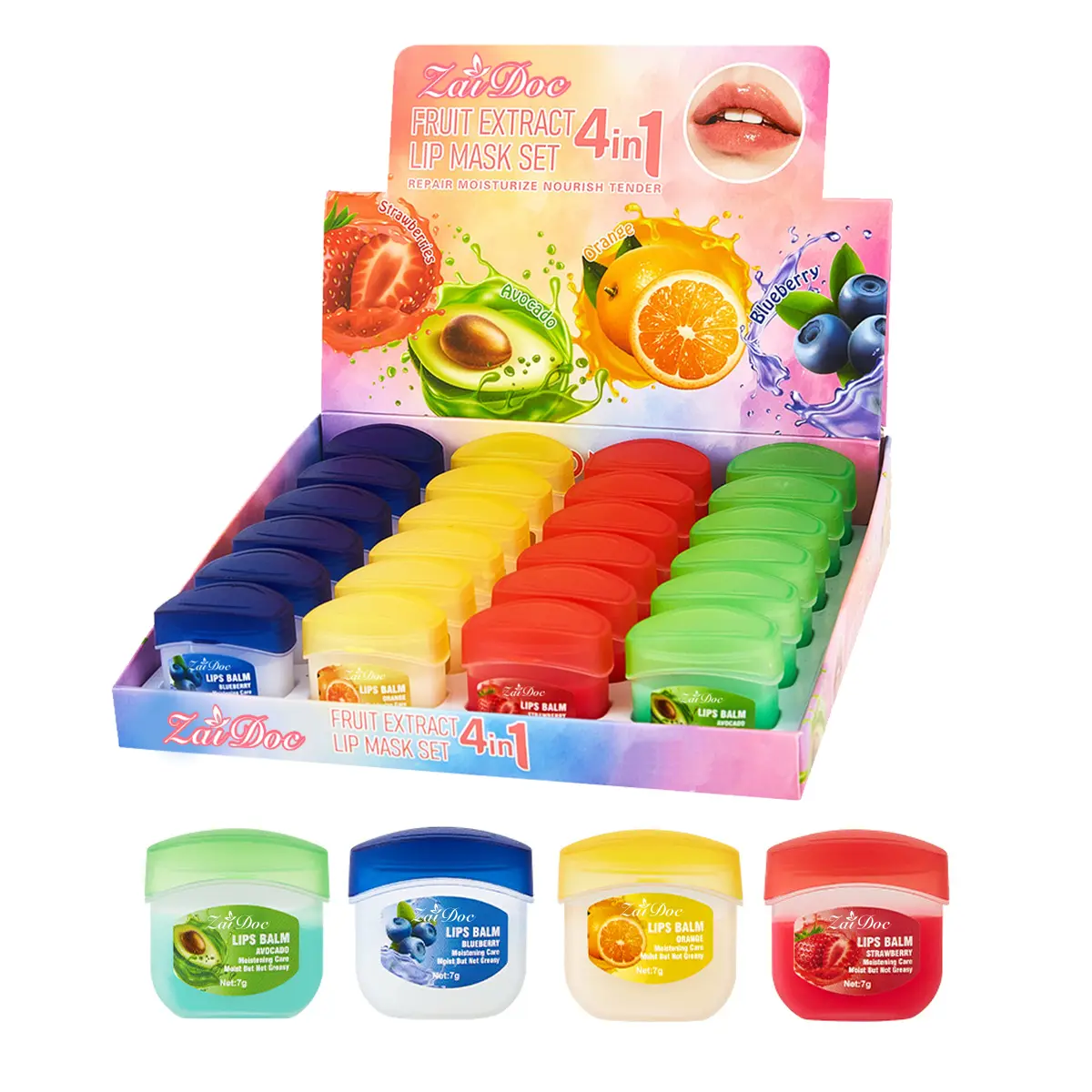 ZaiDoo 24Pcs Lip Balm Kit - Moisturizer, Hydrating 24h Moisture Treatments, Multiple Flavors, Ideal for Daily Care & Gifting, Beauty & Personal Care Essentials, 24H Moisture Lip Treatments