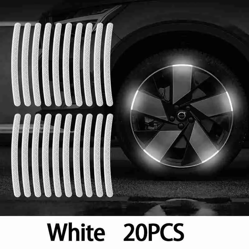 20PCS Multipack Strong Rigid PVC Reflective Wheel Strips - High Visibility Night Safety Car Rim Tape Decals, Waterproof Hold Scratch-Resistant Hub Strips for Cars/Motorcycles, 300m Visible Automotive Exterior Accessories