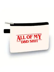 D&d Tabletop Game Theme Zipper Wallet, Casual Print Tool Bag for Dice, Cards, Coins, Perfect Gift for Dnd Players, All Seasons Use
