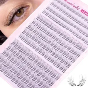 Natural Lash Clusters Wispy Eyelash Clusters Short 10-12-14MM Cluster Eyelash Extensions Clear Band Cluster Lashes 224PCS C Curl Individual Lashes for Clean Girl DIY Pestañas Postizas Naturales