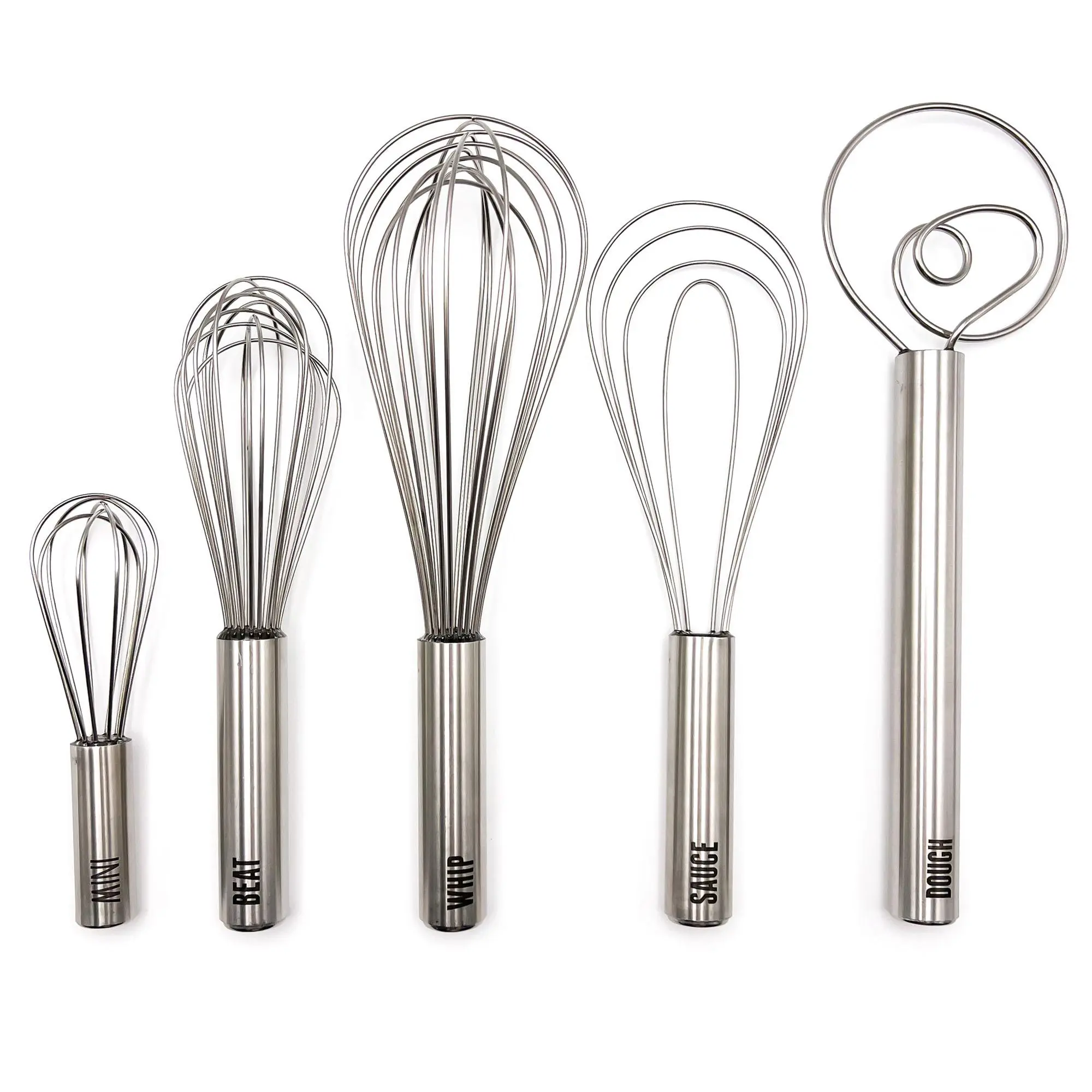 Tovolo Set of 5 Assorted Stainless Steel WhiskBundle