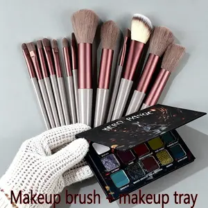 HERORANGE 15-Color Anime Eyeshadow Palette with 13pcs Brushes | Shimmer, Matte & Highlighter 3-in-1!  Vibrant Cosplay & Smoky Looks. No Fallout, Built-in Mirror. The Ultimate Festival Makeup & Holiday Gift for Teens! korean eye shadow ！