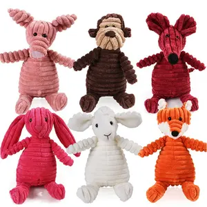 Vocal Animal Plush for Pet Dog Molar Teeth Cleaning Training Corduroy Crocodile Rabbit Mouse Monkey Pig Sheep Duck Fox Rhinoceros Elephant Bear Lion Dog Sounding Toys