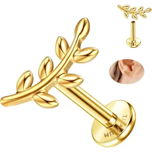 ZELORES  1 Pair 16G Flat Back Earrings G23 Titanium Cartilage Earrings for Women Tragus Piercing Jewelry Internally Threaded Flat Back Stud Earrings Labret Helix Conch Piercing Jewelry