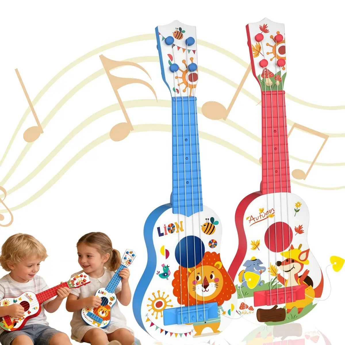 17-Inch Kids Ukulele Toy for Beginners, Mini Guitar with Pick Set, Early Education Musical Toy, Ideal Christmas & Birthday Gift for 1-3 Year-Old Toddlers, Toys