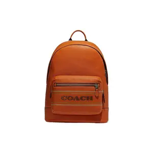 COACH Westway 32 Zip-Top Leather-and-Fabric Backpack for Women, Large, Brown
