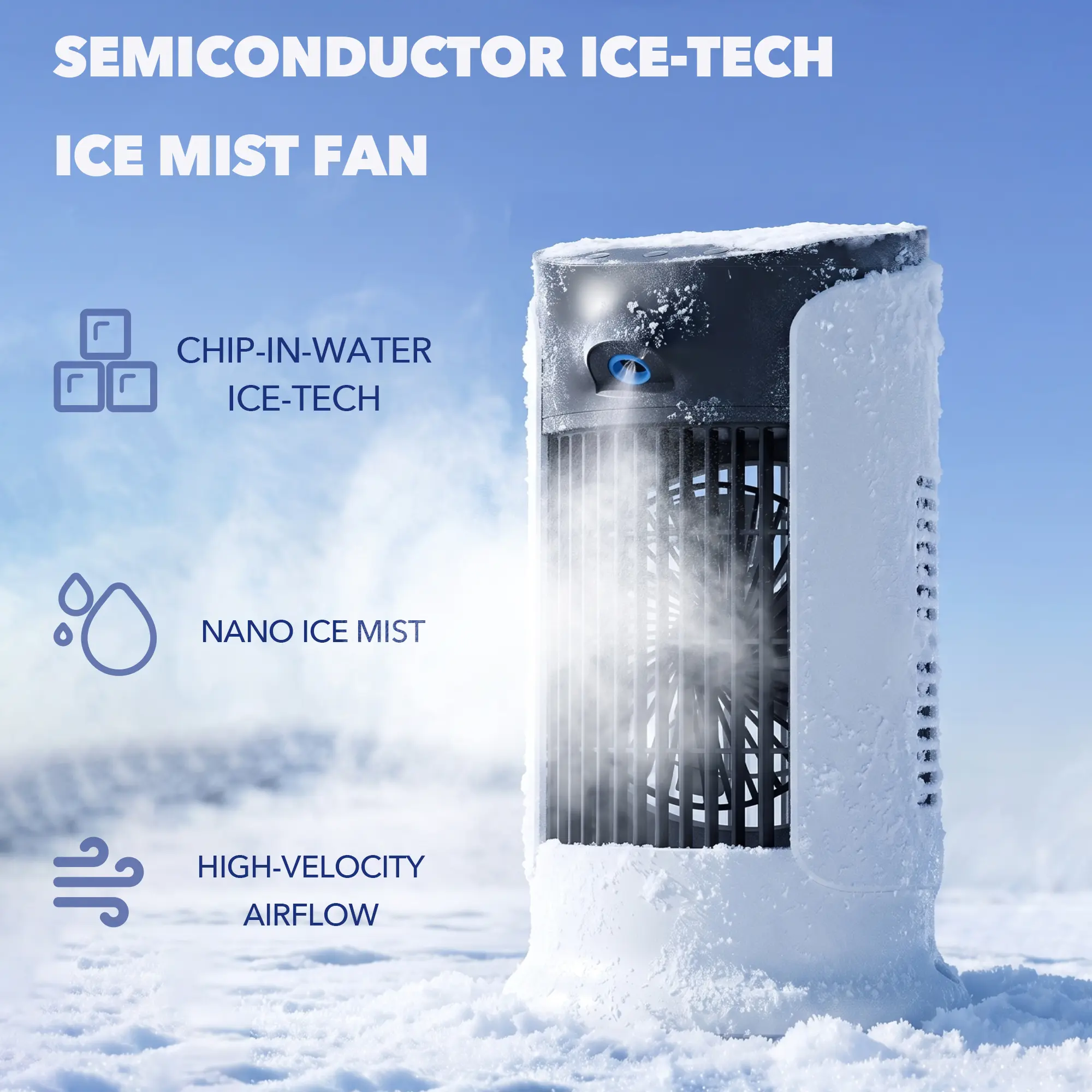 Plug-in ice mist fan | Semiconductor cooling chip |Adjustable ice mist size | Lightweight and portable |Suitable for kitchen, outdoors, and RV use
