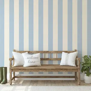 Blue Vertical Striped Wallpaper Roll, Decorative Wallpaper, Self-Adhesive Wall Covering for Home Decor, Ideal for Cabinets, Bedrooms, Living Rooms & More