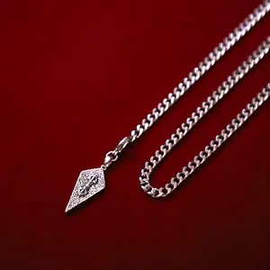 VelourBliss Knight’s Shield Slip Chain Choker Silver Titanium Steel 77cm Long Medieval Pendant Genderless Streetwear Jewelry for Daily Wear Layering Quiet Protector Connections Minimalist Necklace Minimalist Necklace