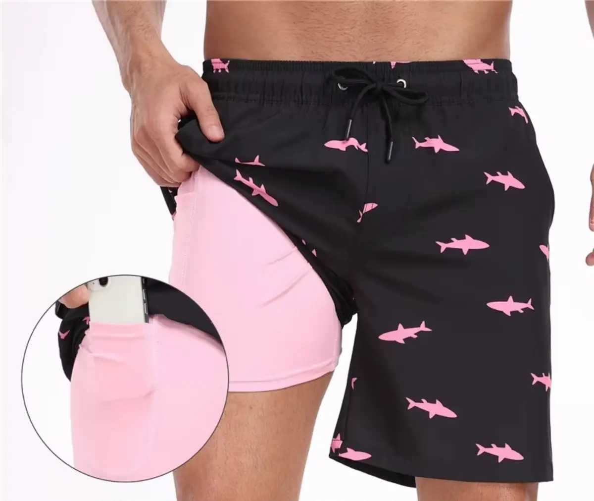 maamgic 2 in 1 Mens Swim Trunks 7 Inch Swim Shorts Swim Suits Board Shorts