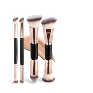 Set of 4 Dual-Ended Makeup Brushes, Eyeshadow Brush & Powder Brush, Affordable High-Quality Tools for Flawless Application, Face Makeup Brush