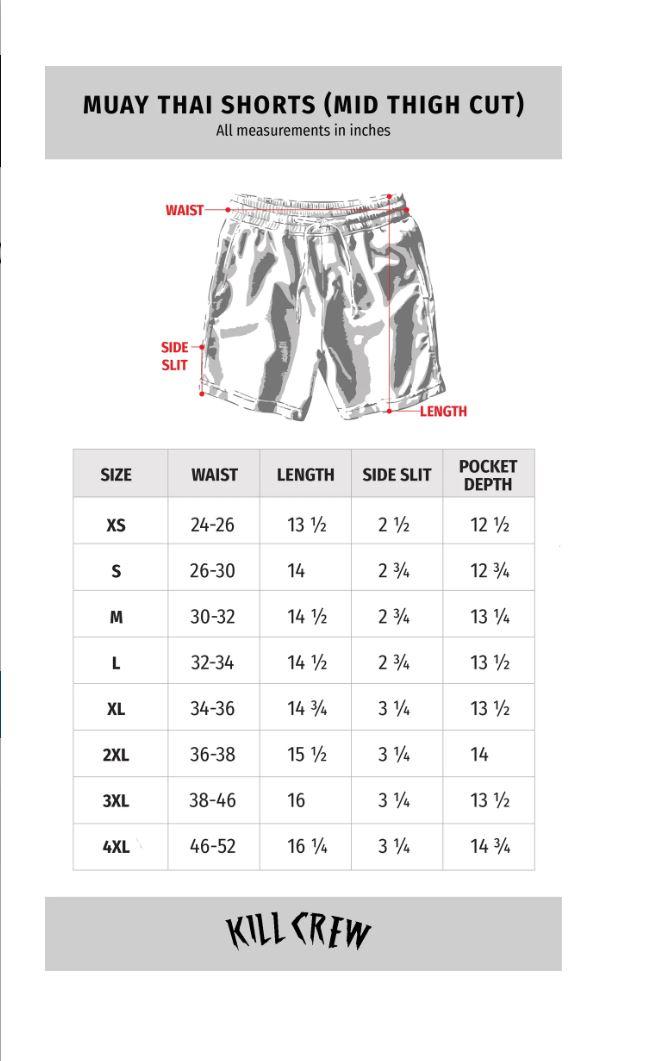 Kill Crew Wildfire Muay Thai Mid Thigh Cut Shorts