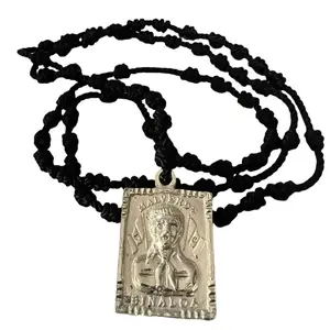 Jesus Malverde Thread Rosary with Pendant, Unisex, 18 inches long