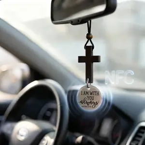 CrossBible Verse Car Rearview Hanging Cross Ornament, Daily Encouragement, Christian Accessories for Vehicle, Car Decor Gift, Car Interior Accessories