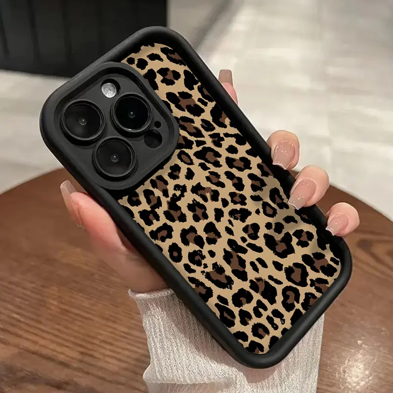 Leopard Print Advanced fashion gift Case for iPhone 16 15 14 Pro Max 16E 13 12 11 XR XS Plus Shockproof Full Camera Protection Durable slim Silicone Cover