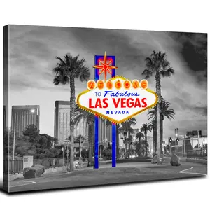 Las Vegas Wall Art Black and White City Posters Nevada Sign Wall Decor Bedroom Cityscape Picture Skyline Framed Canvas Prints Iconic Scenic Modern Artwork Living Room Office Home Decorations