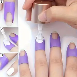 2pcs [Assorted Reusable Nail Polish Protectors] U-Shape Nail Polish Protectors Set, Flexible Peel-Off Cuticle Guards for Manicure, Stamping & Painting, Reusable Skin Protection, Assorted Sizes & Colors