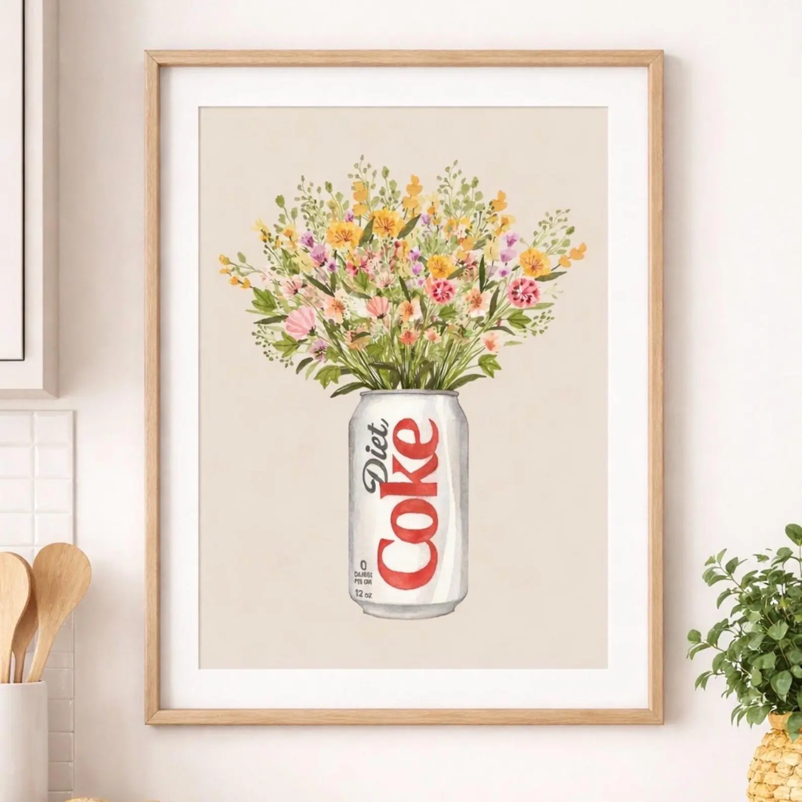 Diet cola Flowers Can Poster | Cheeky Scottish Wall Art | Personalised | Kitchen Poster | Home Decor | Funny Art | Retro Print | Printer Posted