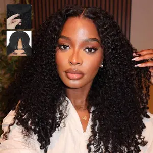 180% Density V Part Wig Human Hair Kinky Straight Human Hair Wig For Women Easy To Wear Straight Wigs Human Hair Burmese Curly Body Wave Curly Wave Drawstring Half Wig