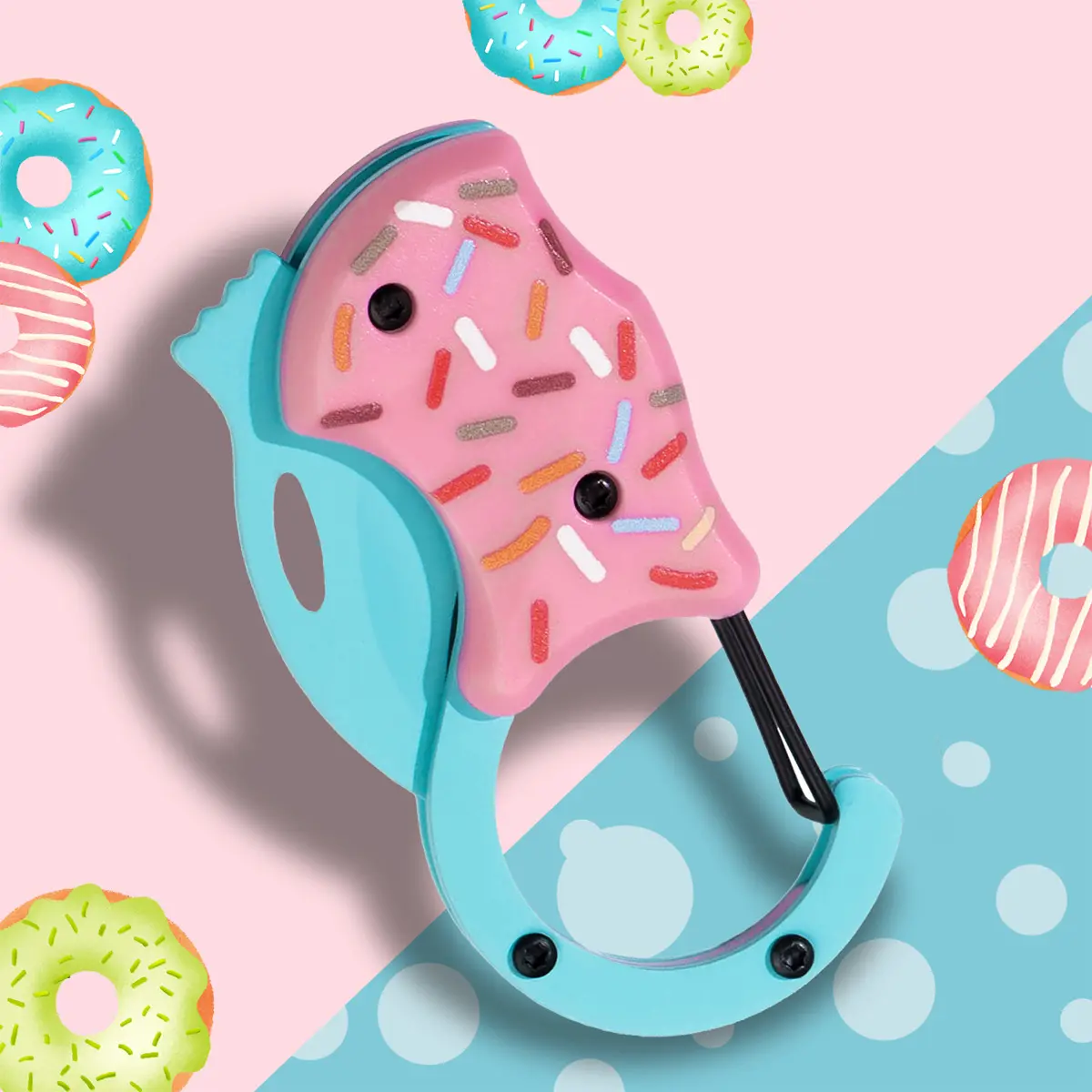 Pink Pocket Knife for Women Men,Cool Folding Knife Box Cutter，Mini EDC Knives for Everyday Carry,Folding Utility Knife with Unique Donut Design,Ideal Gifts for Men and Women mini edc knife pink pocket