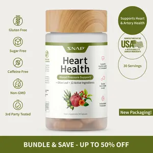 Snap Supplements - Heart Health - Support Healthy Blood Pressure and Circulation - 90 Capsules - Olive Leaf Extract, COQ10 - Garlic Extract - 12+ Active Ingredients