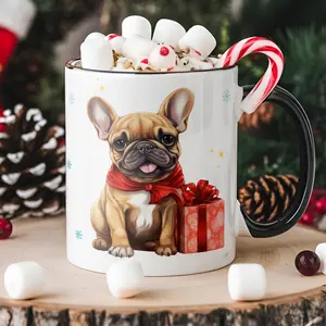 Funny French Bulldog Mug Christmas Coffee Cup for Dog Moms Dads French Bulldog Lover Gift Stocking Stuffer Secret Santa 11 oz Microwave Dishwasher Safe Lead BPA Free Holiday Mug