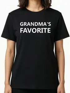 Grandma's Favorite Graphic Tee, Funny Family Quote Top, Casual Short Sleeve Shirt, Slim-Fitting, Great Gift for Grandkids