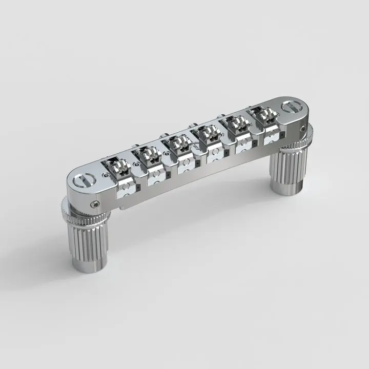 Guyker GM008 Adjustable Tune-O-Matic Roller Saddle Locking Bridge Zinc Alloy Body with Stainless Steel Components and Larger Screws for Electric Guitars