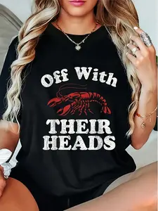 Men's Funny "Off with Their Heads" Crawfish Boil T-Shirt - % Cotton Cajun Mardi Gras Party Outfit with Retro Louisiana Boil Graphic, Casual Short Sleeve Tee