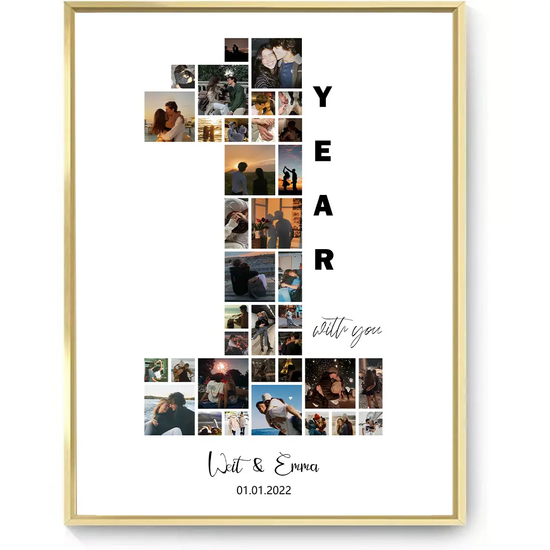Aluminum 36-Photo Personalized Custom Collage Frame with HD Printing, Wall Mount, Flip Cover - Home Supplies, Bedroom Wall Decor, Meaningful Anniversary Gift