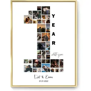 Personalized 36-Photo Anniversary Gift Custom Collage Frame HD Printing Artwork for Wedding Anniversaries Birthdays Cherished Memories Unique Wall Art Print Decor, Christmas Gift