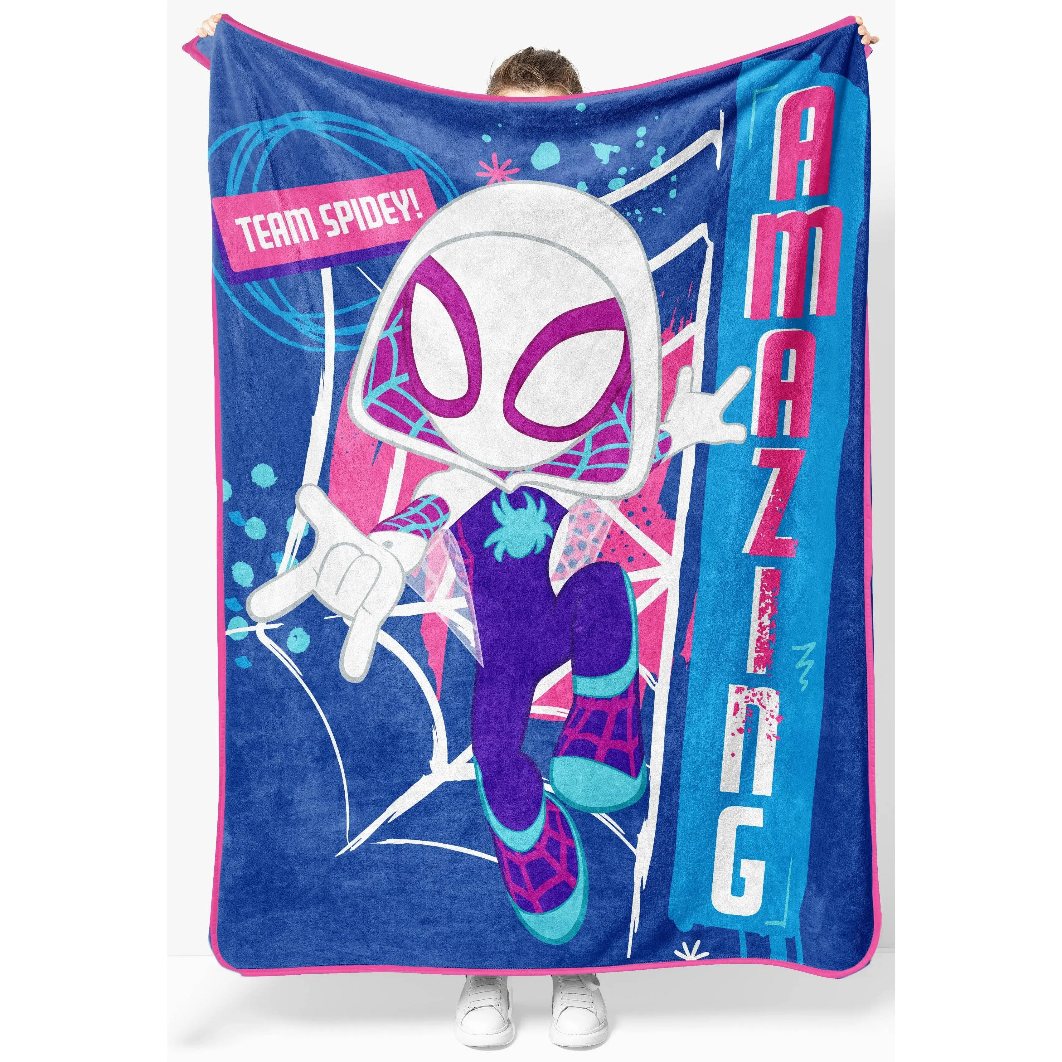 Jay Franco Marvel Spidey and Friends Ghost Spider Microfiber Plush Throw Blanket - Cozy Warm, Fluffy Soft, Ideal Blanket Gift, Blanket Gifts, Cozy Warm Blanket