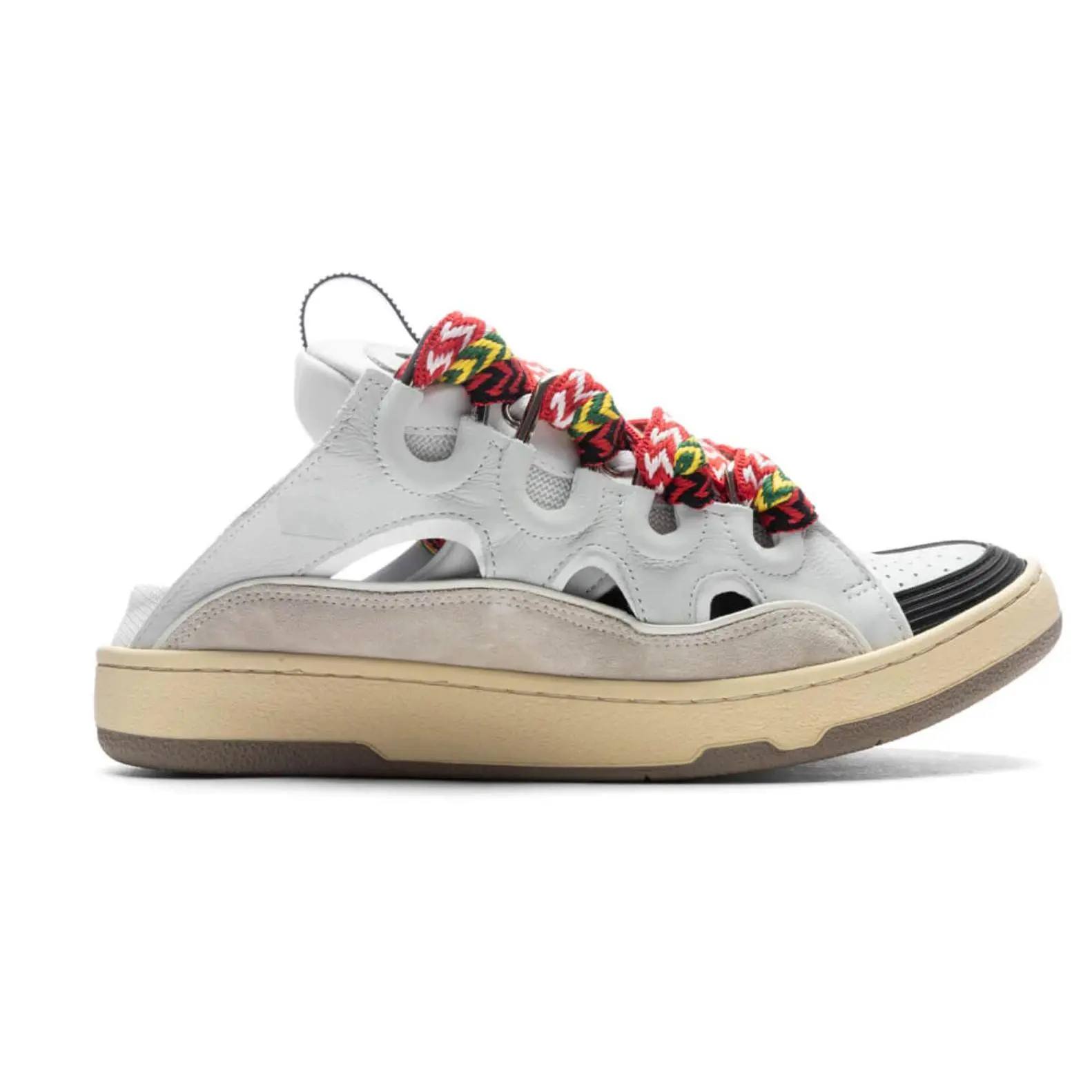 992465 Lanvin Curb Sneaker Mule White