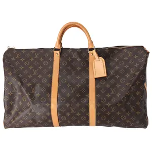 Pre-owned Louis Vuitton Canvas Travel Bags Keepall Bandouliere 60 Duffle Brown Monogram M41412 Canvas