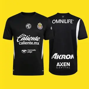 Men's 2024-2025 Mexico LIGA MX Chivas de Guadalajara Away Black Short-Sleeve Goalkeeper Soccer Jersey, Fans Version