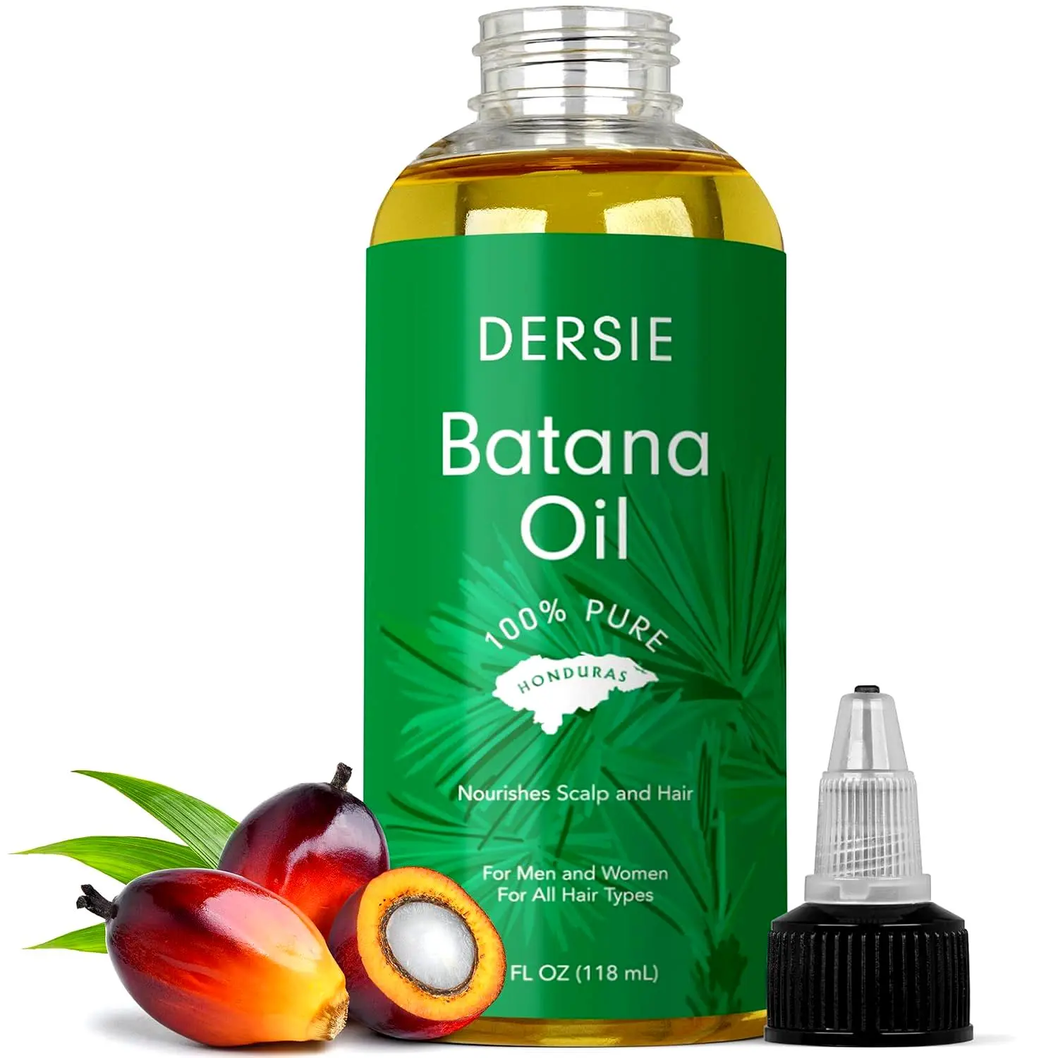 Dersie Batana Oil for Hair Growth and Thickness, 100% Pure Organic Raw Formula from Honduras, Nourishing Haircare for Dry, Damaged Hair - 4 FL OZ, Batana Hair Oil