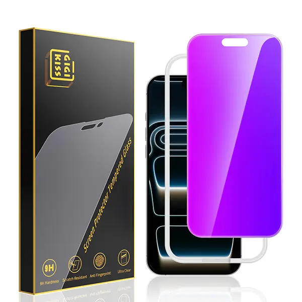Compatible for iPhone 17 Pro Max Privacy Screen Protector 6.9 Inch, Purple Gradient Anti Spy Anti Blue Light HD Screen Protector Tempered Glass Easy Installation screen shield Smartphone Cellphone Protection