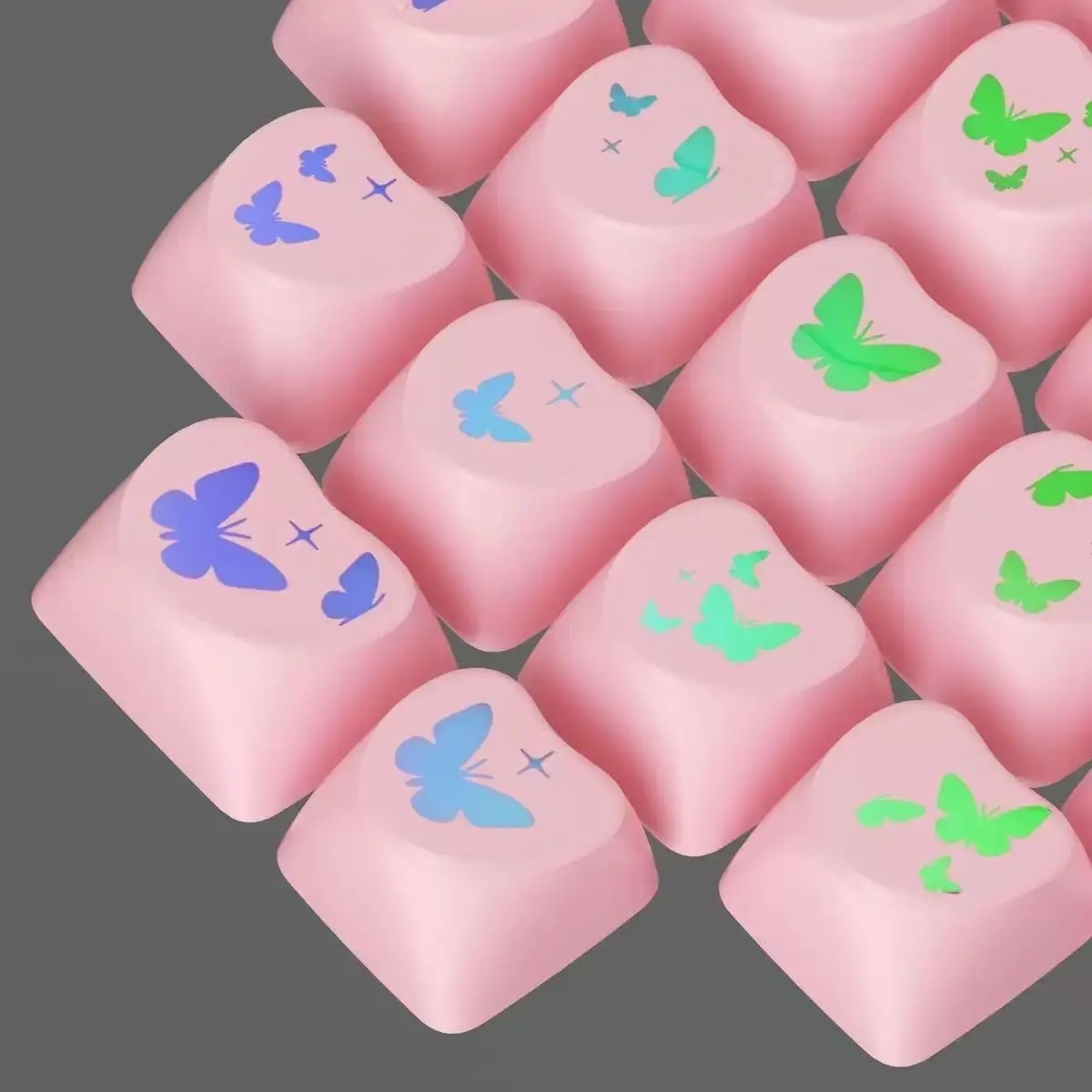 Xvx Clear Crystal Keycaps, PC Material Custom DIY Sweetheart Keyboard Caps, Backlit Candy Keycaps, Cherry Shape for Mx Switch Mechanical Keyboard Keycap Set (21 Pcs)