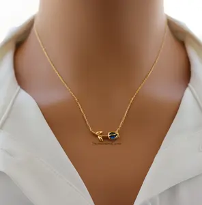 18K Gold Plated September Sapphire Birthstone Tulip Pendant Necklace – Elegant Jewelry Gift for September Birthdays